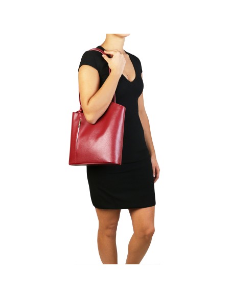 Patty Saffiano leather convertible backpack shoulderbag