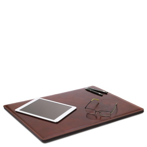 Leather desk pad with inner compartment