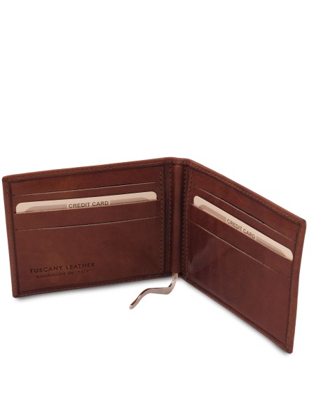 Exclusive leather card holder with money clip