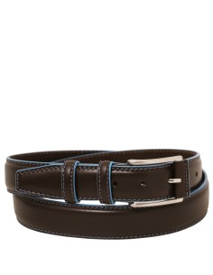 Casual leather belt 35mm with light blue edges 95 cm