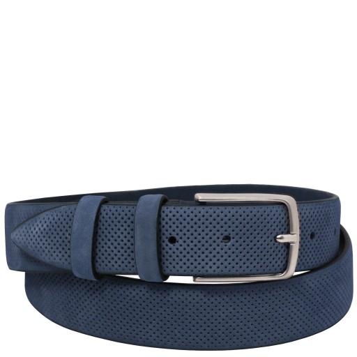Elegant perforated nubuck leather belt 35mm 95 cm