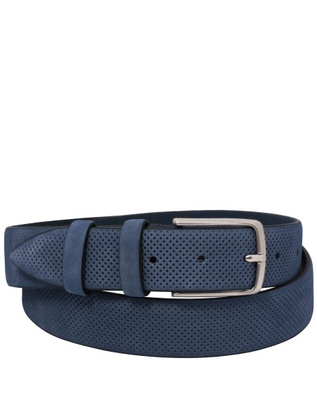 Elegant perforated nubuck leather belt 35mm 95 cm