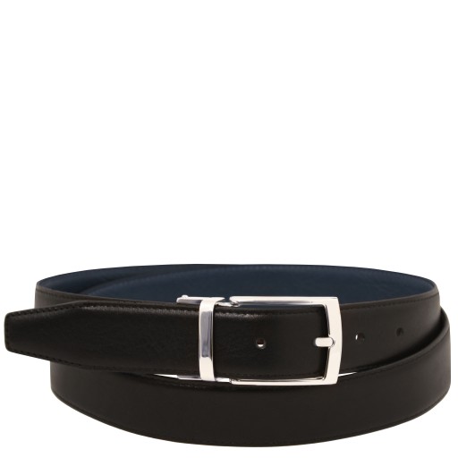 Elegant double sided leather belt 35mm in smooth leather 95 cm