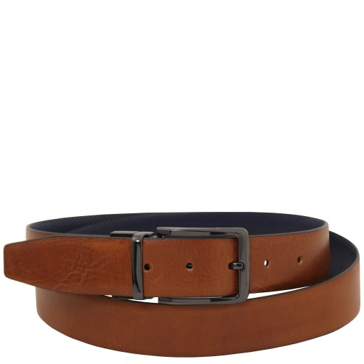 Elegant double sided leather belt 35mm in smooth leather 95 cm