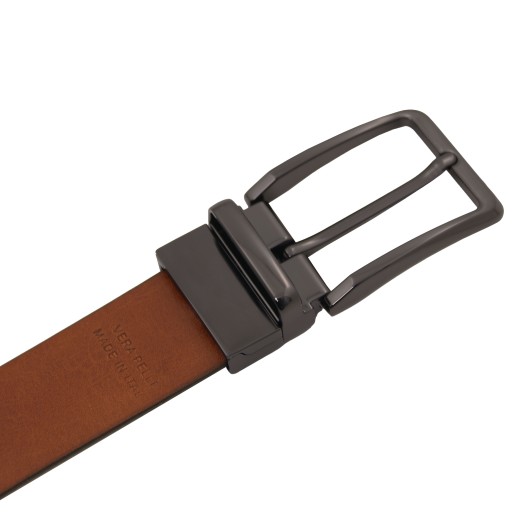 Elegant double sided leather belt 35mm in smooth leather 95 cm