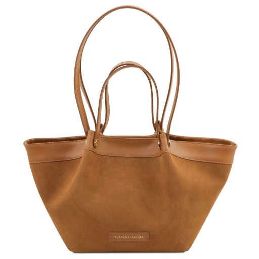 Soleil Suede leather shopping bag