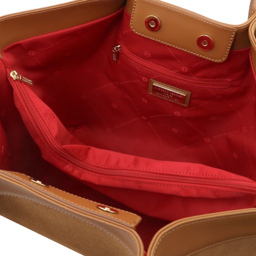 Soleil Suede leather shopping bag
