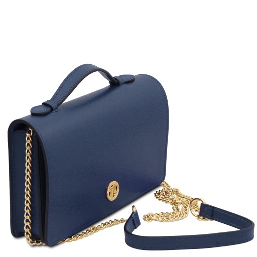 Opera Clutch aus Leder mit Schulterkette