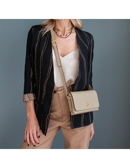 Biscuit Umhangetasche aus weichem Leder